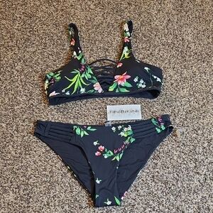 TiniBikini Black Floral Swim Set Large